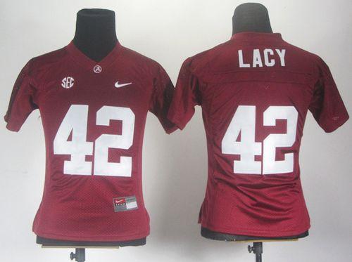 Crimson Tide #42 Eddie Lacy Red Women's Stitched NCAA Jersey